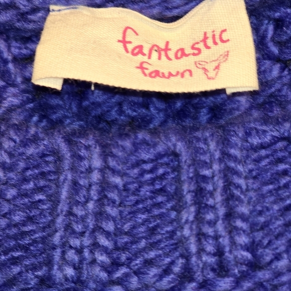 Fantastic Fawn Chunky Fringe Cable Knit Sweater | Royal Blue | Size Small NWOT - Picture 5 of 5